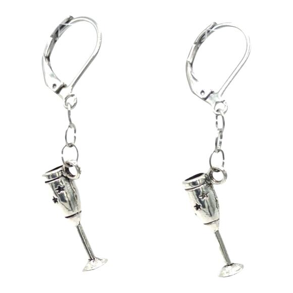 handmade Jewelry - Champagne Glass Earrings | Party & Celebration Jewelry